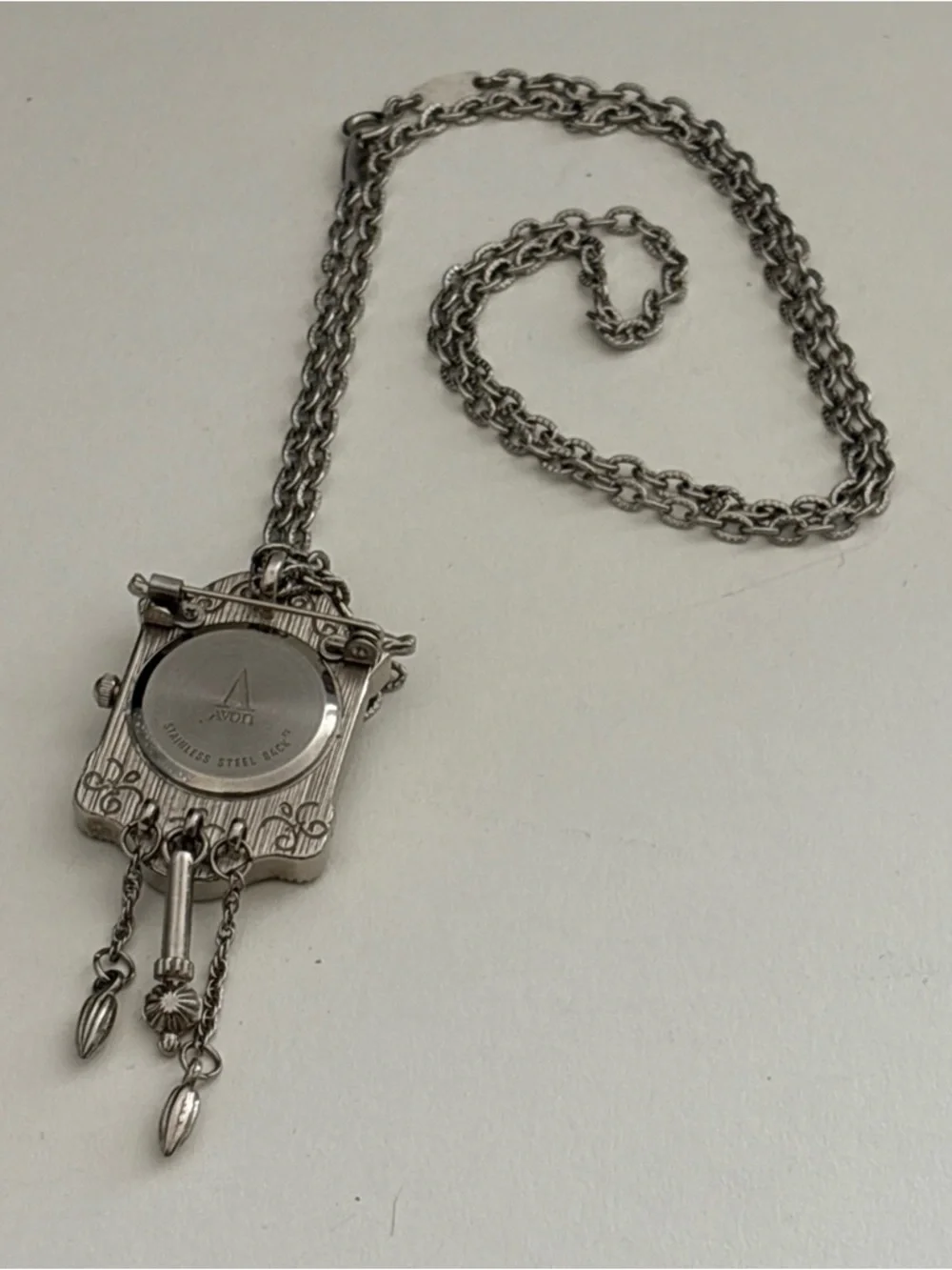 Vintage-Inspired Silver Cuckoo Clock Pendant Necklace - Silver - Picture 10 of 16